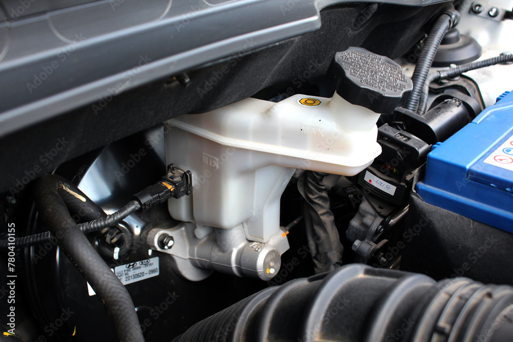 Vinnytsia, Ukraine; April 05, 2024. Close up Kia Sportage Brake fluid