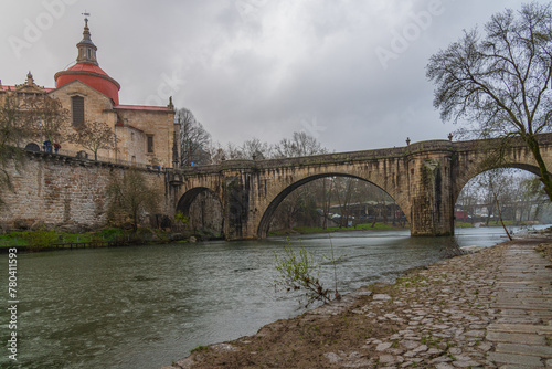 The Ponte de Sao Goncalo Bridge, Amarante Portugal. The iconic bridge is located on the Tamrga river at Amarante Portugal.