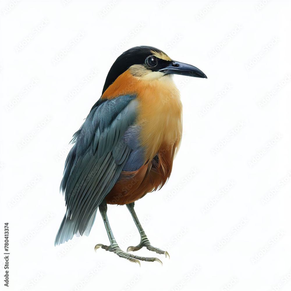 Beautiful colored bird with white background. with Generative AI technology	
