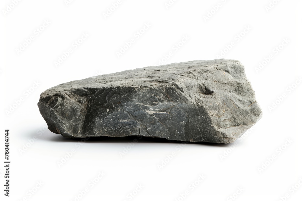 An AI generated image of a stone rock on a white background isolated.	
