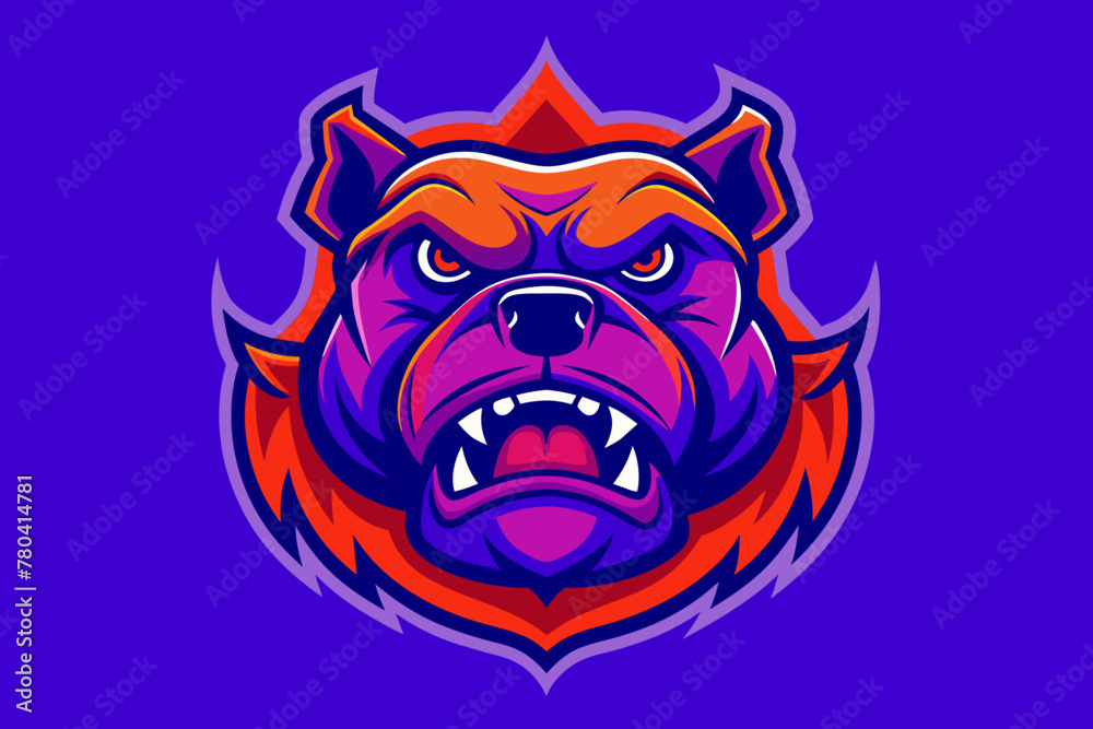 Anger bulldog head vector logo on white background