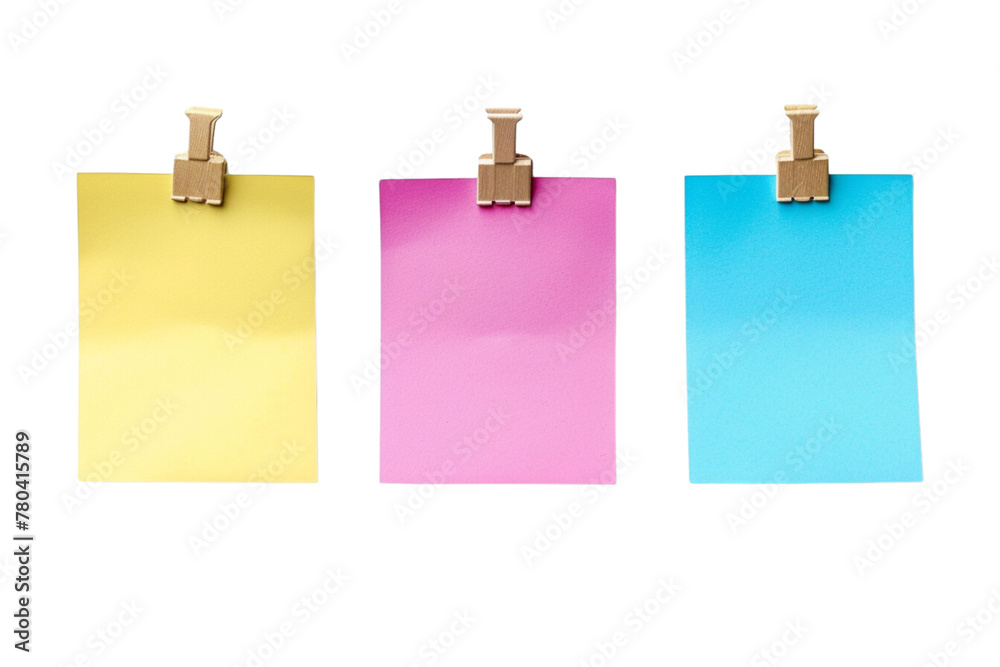 Sticky notes with paper clips isolated, item office supplies Sticky notes with paper clips isolated, item office supplies