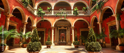 Historic Courtyard in Spain, Blending Ancient Architecture with Lush Gardens, A Journey through Europe’s Palaces