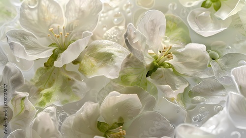 white and green crab apple flowers are on a window background poster 