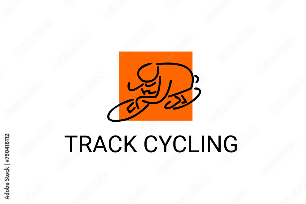 Track Cycling sport vector line icon. sportman with Track Cycling's bike. sign. sport pictogram illustration Track Cycling sport vector line icon. sportman with Track Cycling's bike. sign. sport pictogram illustration