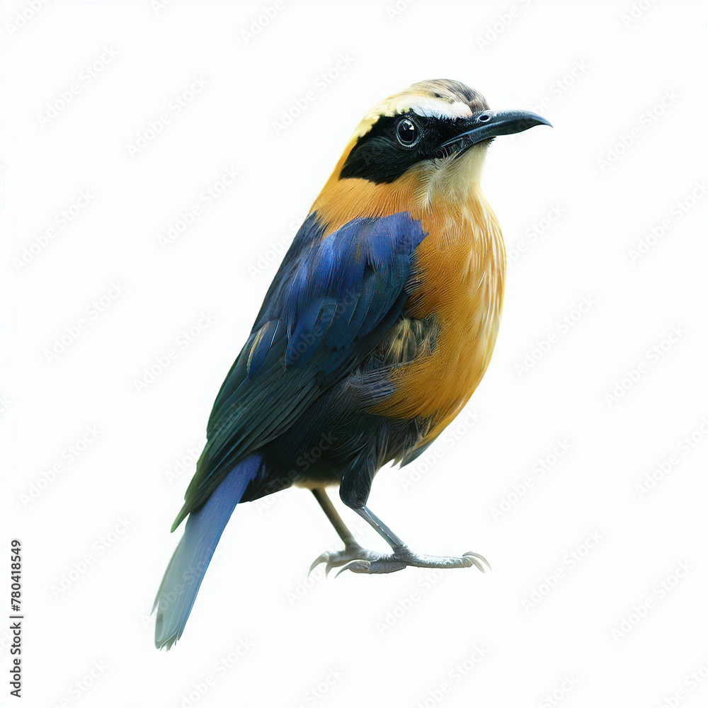 Beautiful colored bird with white background. with Generative AI technology
Beautiful colored bird with white background. with Generative AI technology