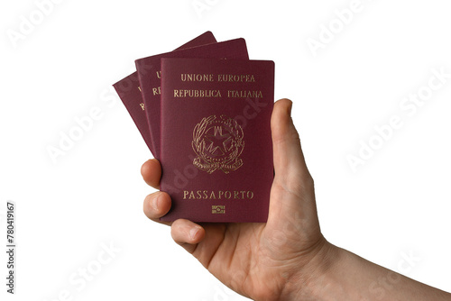 Man holding a fan of italian passports