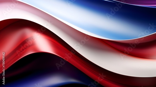 Abstract Patriotic Wave Inspired Minimalist Flag Themed Background with Vibrant Colors and Fluid Shapes