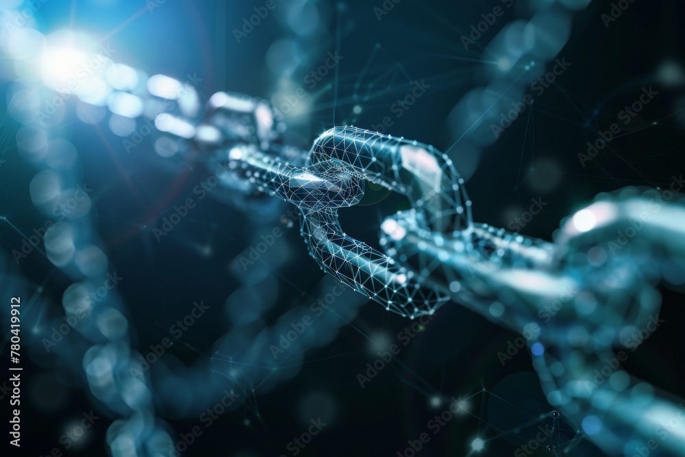 Digital blue chain links representing blockchain technology concept on a dark background. Abstract Digital Blockchain Links Concept Digital blue chain links representing blockchain technology concept on a dark background. Abstract Digital Blockchain Links Concept