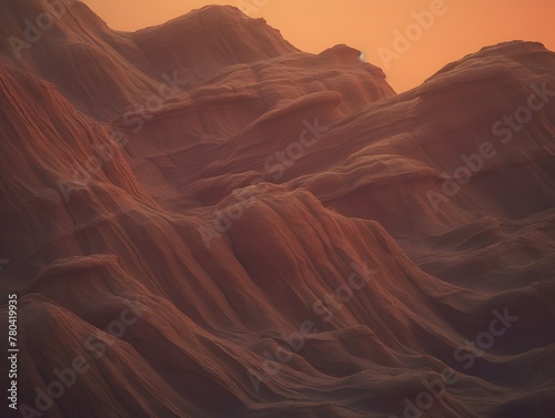 Breathtaking Erosion-Sculpted Landscape with Dramatic Sunset Lighting and Shadows