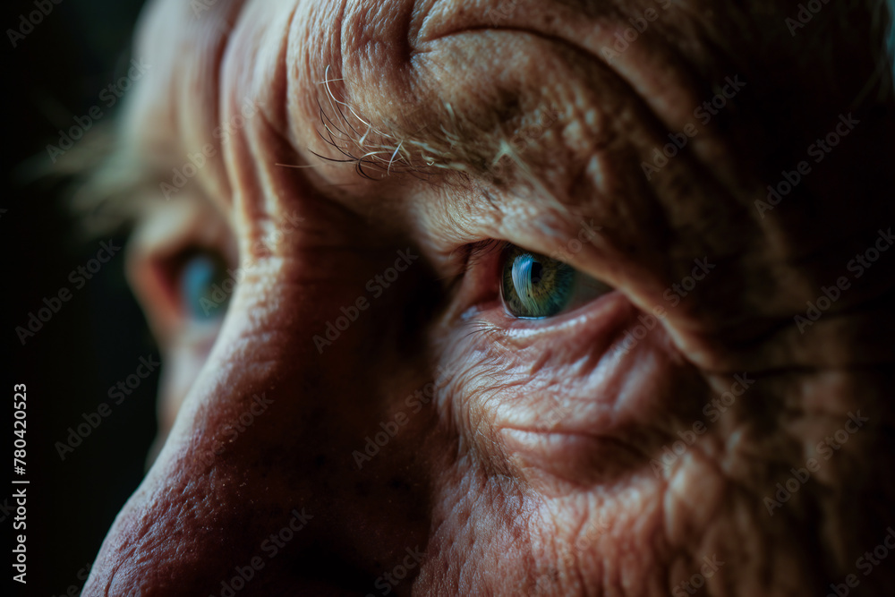 AI generated illustration of an elderly man with vibrant green eyes AI generated illustration of an elderly man with vibrant green eyes