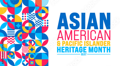 May is Asian American and Pacific Islander Heritage Month geometric shape pattern background template. celebrates the culture, traditions and history in the United States. photo