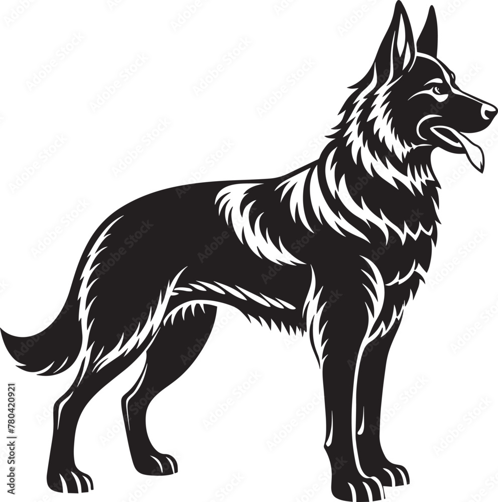 dog silhouette . black and white. isolated white background dog silhouette . black and white. isolated white background