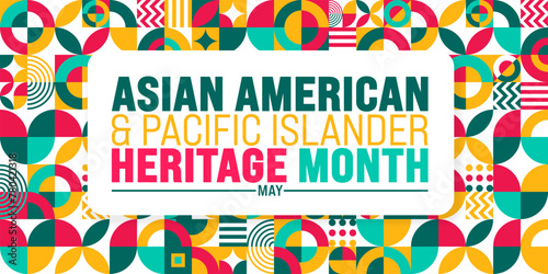 May is Asian American and Pacific Islander Heritage Month geometric shape pattern background template. celebrates the culture, traditions and history in the United States.