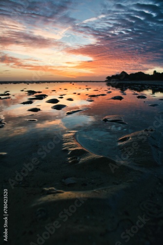 Canvas Print Beautiful shot of the Appley beach on the Isle of Wight during sunset