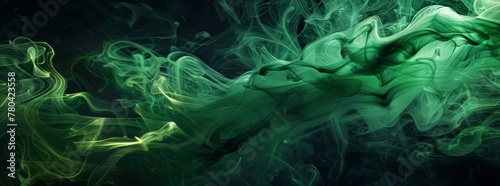 Smoke texture render background, green to dark green fluid texture fractal background