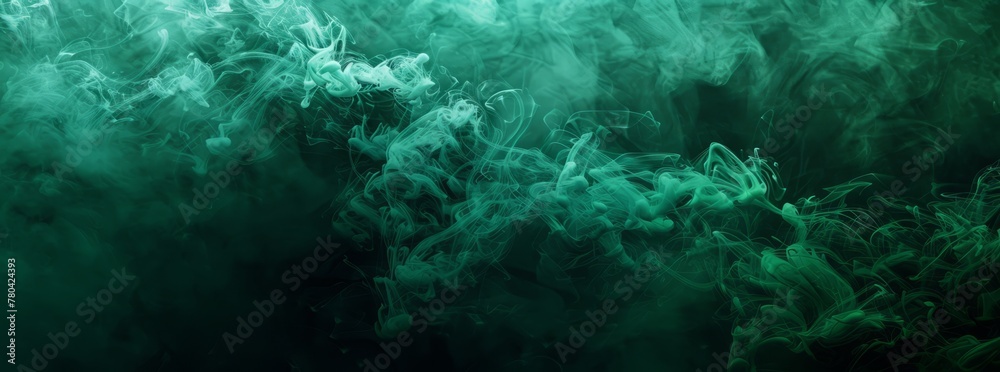Fototapeta premium Smoke texture render background, green to dark green fluid texture fractal background
