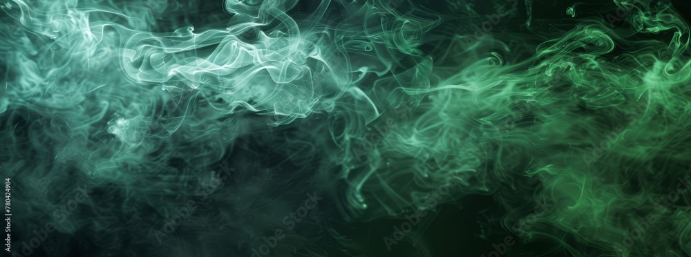 Obraz premium Smoke texture render background, green to dark green fluid texture fractal background