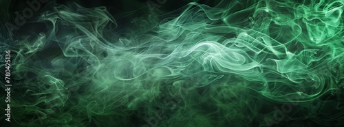 Smoke texture render background, green to dark green fluid texture fractal background