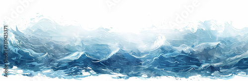 Watercolor ocean waves banner with a blue and white background vector illustration photo