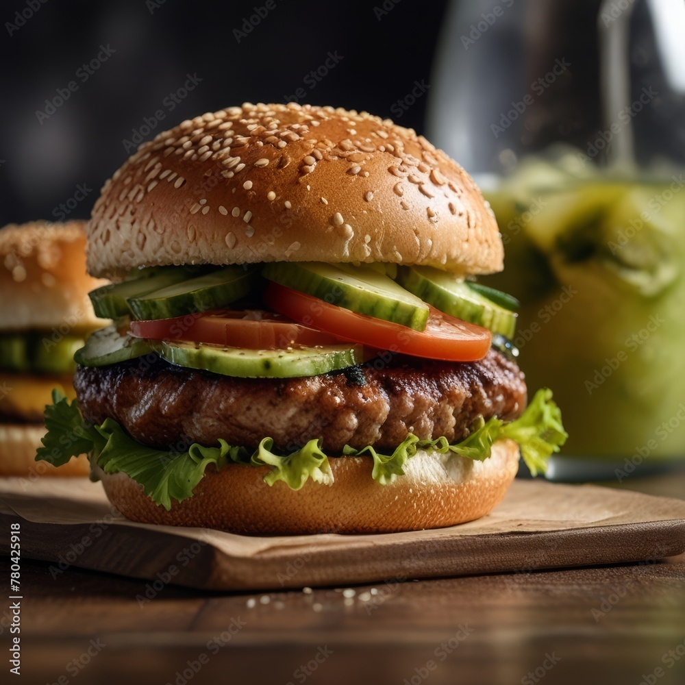 Fresh tasty burger for commercial ad and food promo Fresh tasty burger for commercial ad and food promo