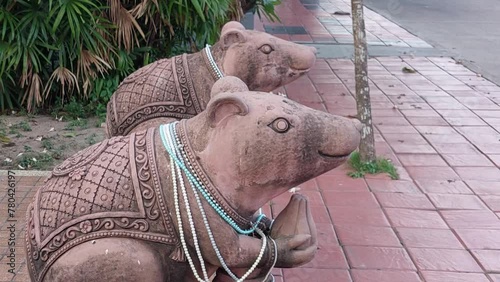 The Statue of Rat, or Mushika Vahana, is a symbol of wisdom and humility in Hindu mythology. photo