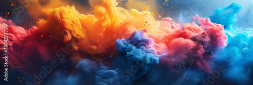 Close up of colorful ink clouds, colorful smoke clouds, rainbow smoke, pink blue red yellow purple smoke background © Nice Seven
