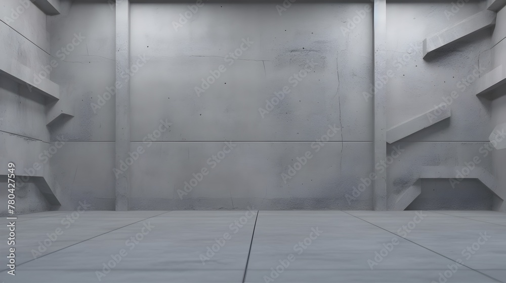 Concrete Room with Textured Walls and Flooring in Futuristic Architectural Design Concrete Room with Textured Walls and Flooring in Futuristic Architectural Design