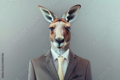 male kangaroo wearing a suit photo