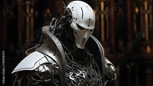 Portrait of an advanced robotic figure with a futuristic design, AI-generated.