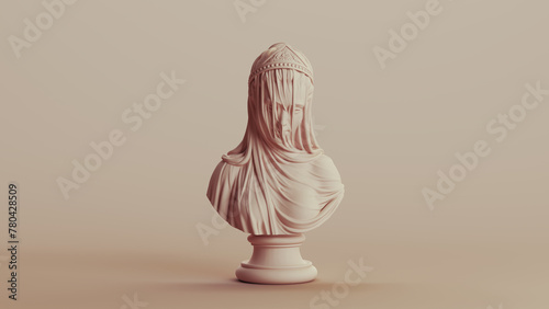 Young women bust clay statue sculpt elegant drapery neutral backgrounds soft tones 3d illustration render digital rendering