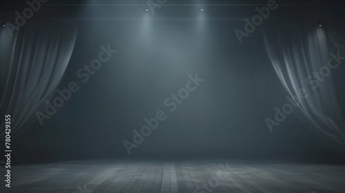 Dramatic Theatrical Stage Beam with Moody Lighting and Smoky Atmosphere for Cinematic Performance