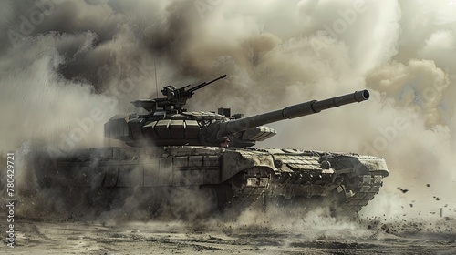 a battle tank, smoke swirling from its barrel as it unleashes destruction on the battlefield.