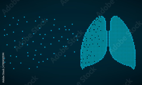 Pixel lung, isolated dotted graphic element photo