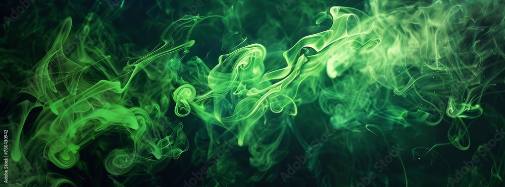 l Green to dark green fluid texture fractal background, smoke texture render background l Green to dark green fluid texture fractal background, smoke texture render background