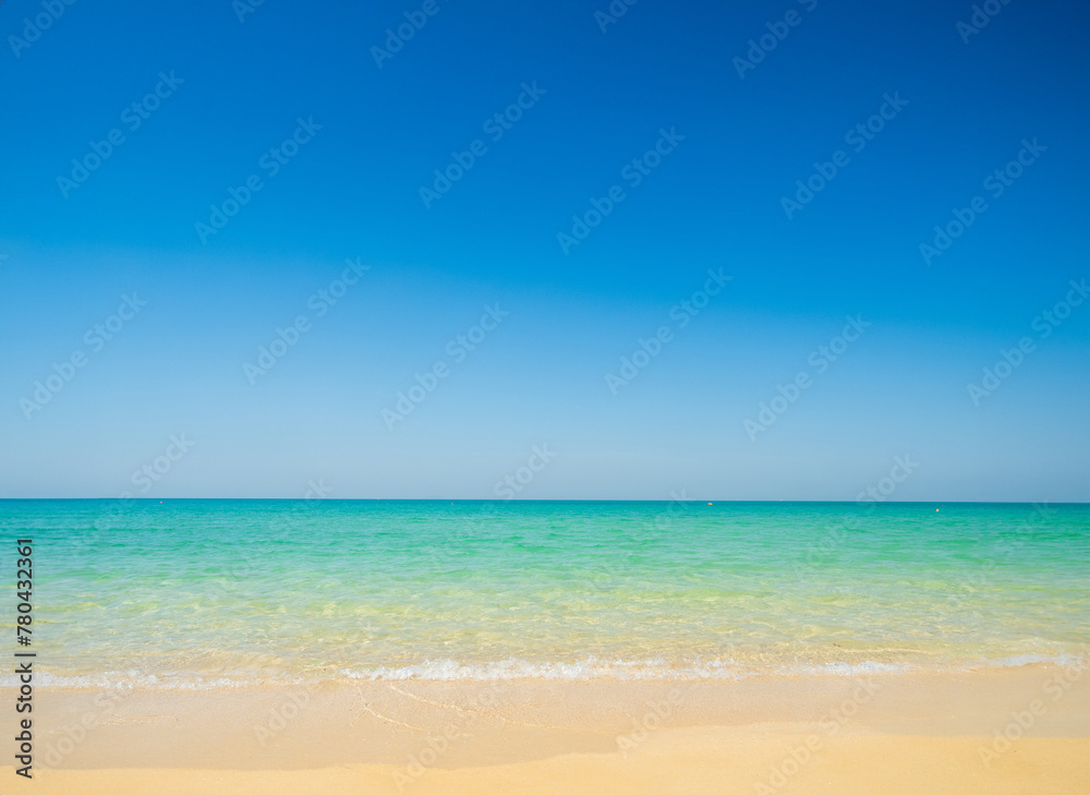 Beautiful horizon Landscape summer panorama front view point tropical sea beach white sand clean and blue sky background calm Nature ocean Beautiful  wave water travel at Sai Kaew Beach thailand