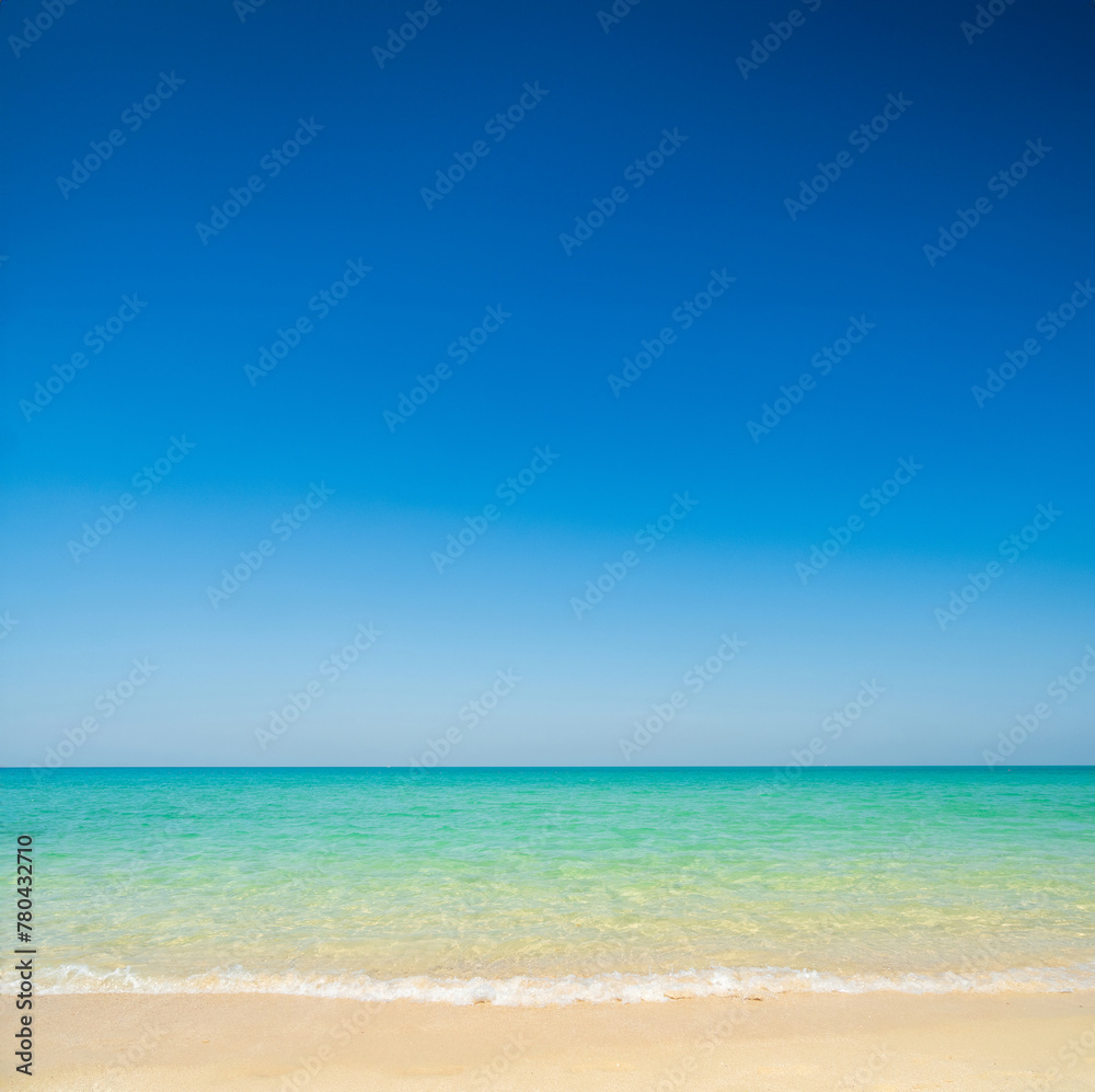 Beautiful Landscape summer panorama front view nobody  tropical sea beach white sand clean and blue sky background look calm nature ocean wave water travel day time at Sai Kaew Beach Thailand Chonburi