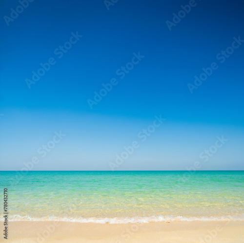 Beautiful Landscape summer panorama front view nobody tropical sea beach white sand clean and blue sky background look calm nature ocean wave water travel day time at Sai Kaew Beach Thailand Chonburi