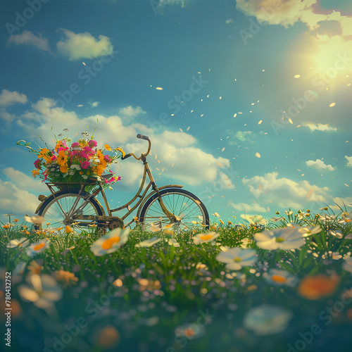flowers and bike in spring