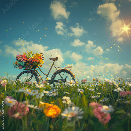 flowers and bike in spring