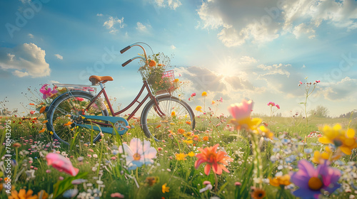 flowers and bike in spring