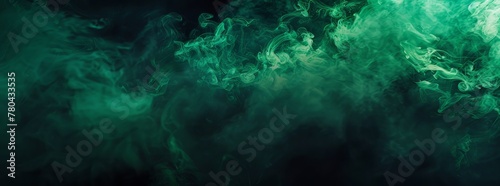 l Green to dark green fluid texture fractal background, smoke texture render background © SHI