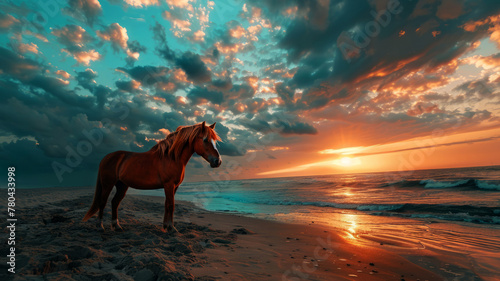  horse standing on a  beach
