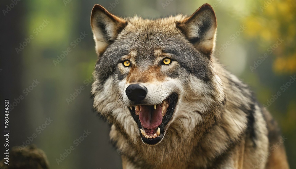 AI generated illustration of a wild wolf howling in the forest