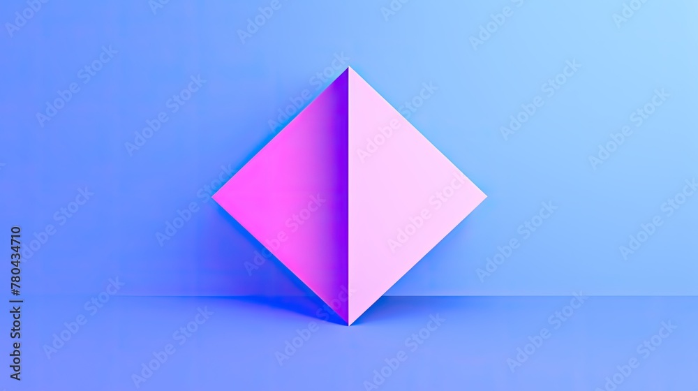 Pink and purple abstract pyramid triangle shape against a blue background Pink and purple abstract pyramid triangle shape against a blue background
