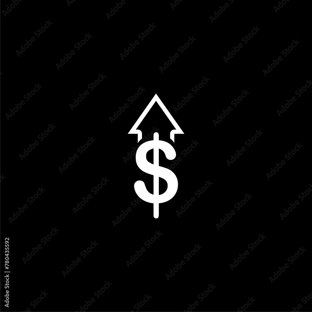 Investment growth Money Chart icon isolated on black background Investment growth Money Chart icon isolated on black background