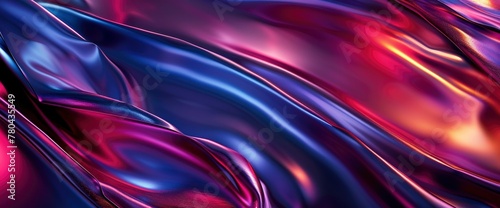 abstract background with vibrant colors, red and purple gradient, dark blue shadows, flowing waves of liquid metal, high resolution