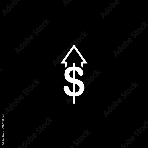 Investment growth  Money Chart icon isolated on black background