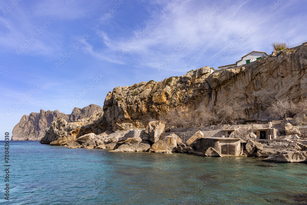 Bay of Cala Carbo at Cala Sant Vicenç on the island of Mallorca, Balearic Islands, Spain. 