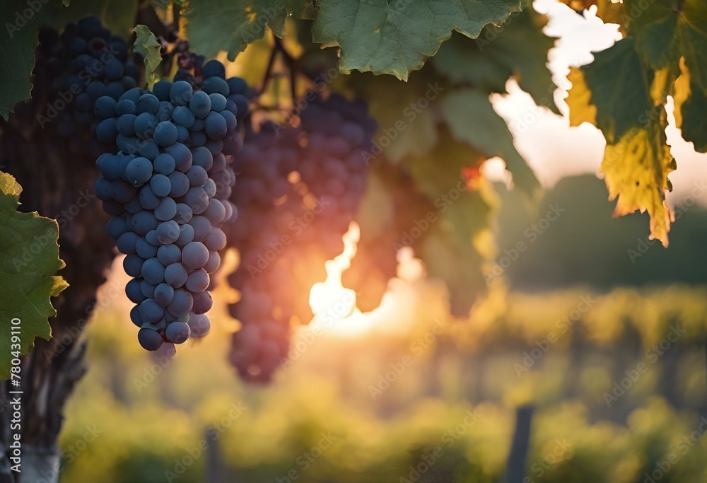 Fototapeta premium AI generated illustration of fresh grapes growing on a tree branch